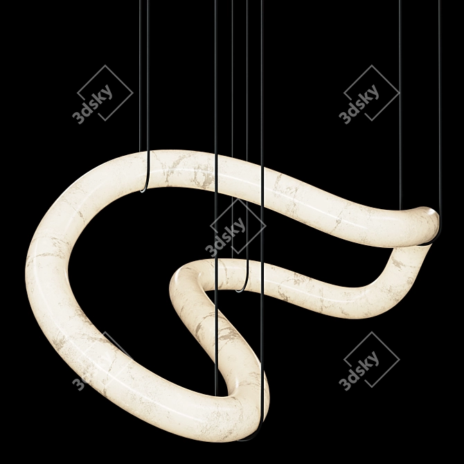 Ethereal Alabaster Wave Chandelier 3D model image 5