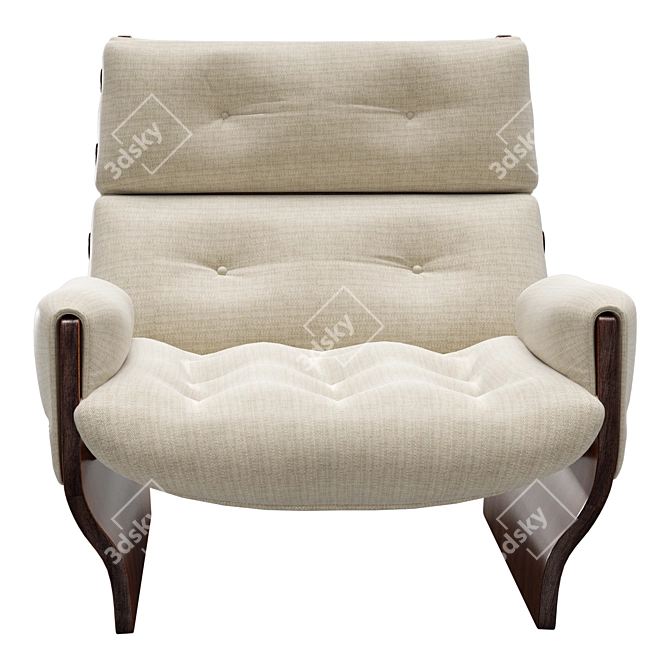 Retro Rosewood Lounge Chair Classic 3D model image 2