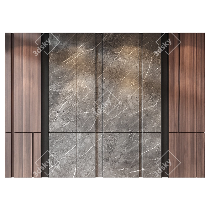 Modern Wood and Marble Panels 3D model image 2