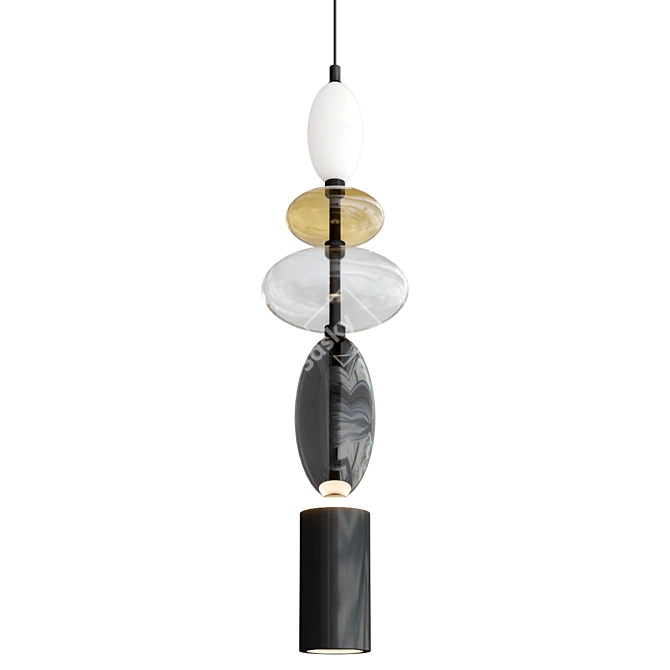 Sleek Monochrome Pendant Light 3D model image 1