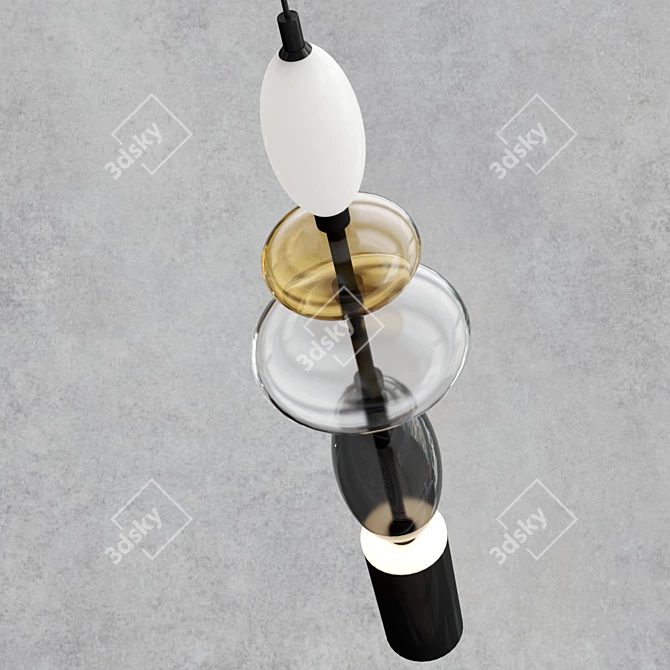 Sleek Monochrome Pendant Light 3D model image 2