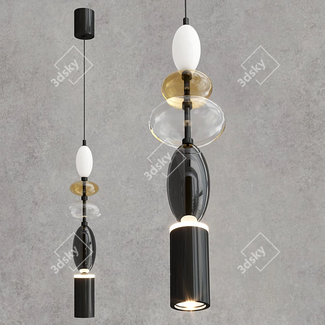 Sleek Monochrome Pendant Light 3D model image 3