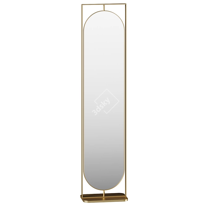 Modern Rotating Floor Mirror Shelves 3D model image 2