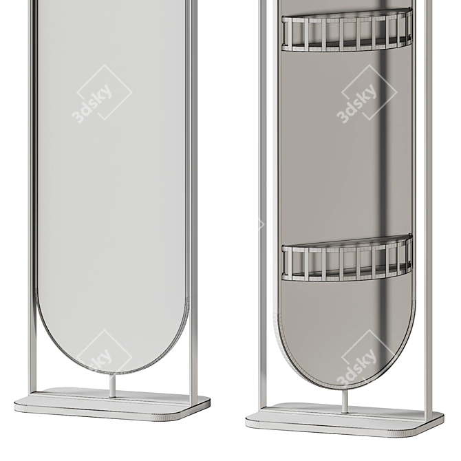 Modern Rotating Floor Mirror Shelves 3D model image 6