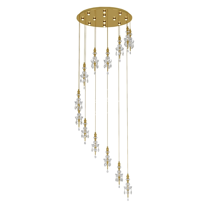 Luxury Gold Chrome Crystal Ceiling Light 3D model image 1