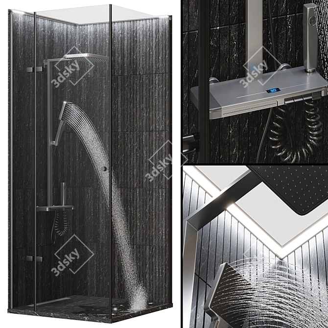 Modern Corner Shower Enclosure 3D model image 1