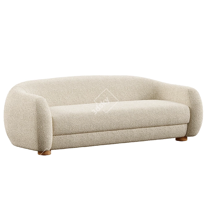 Plush Boucle Loveseat in Ivory 3D model image 2