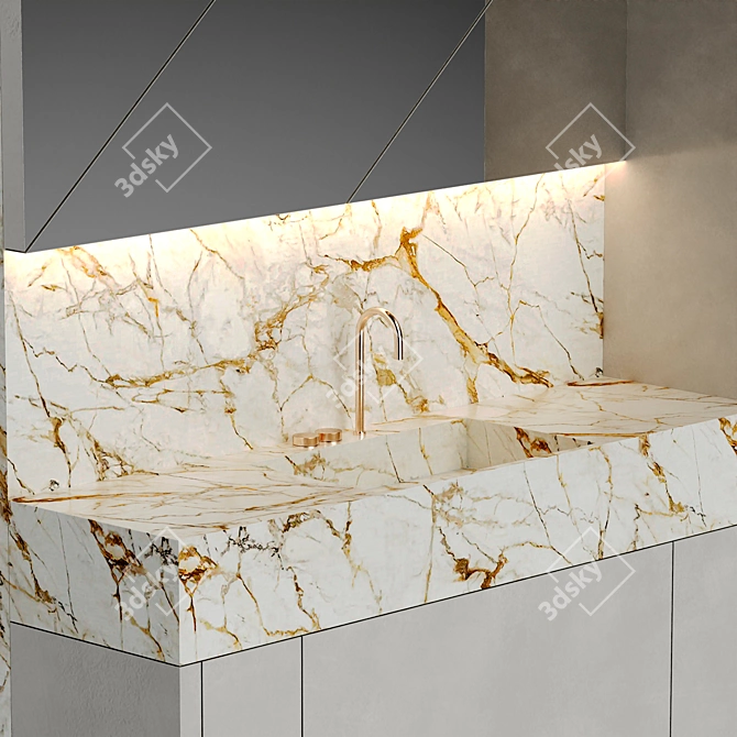 Modern Stone Sink Bathroom Set 3D model image 3