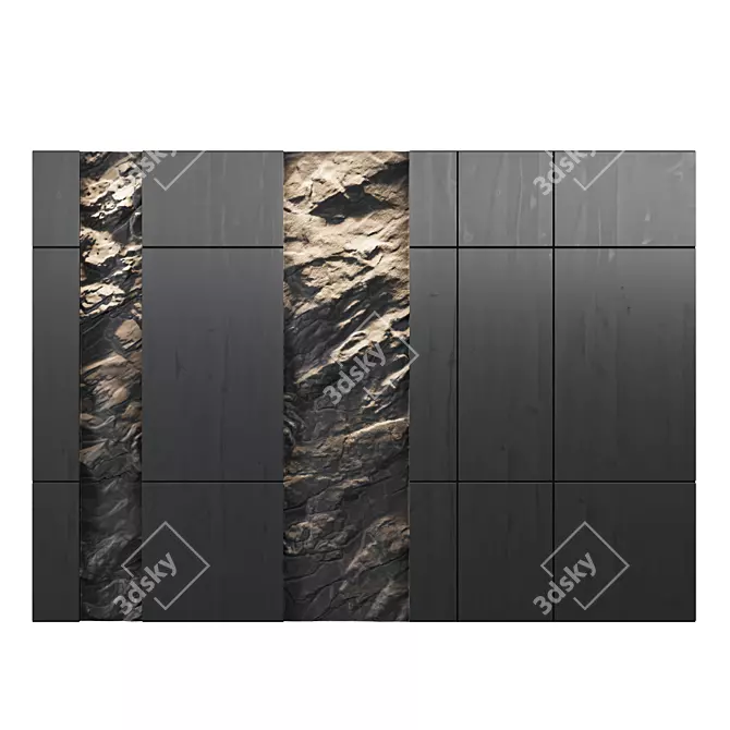  Customizable Stone Wall Panels 3D model image 2