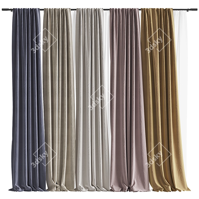 Textured Curtain Panel Design 3D model image 1