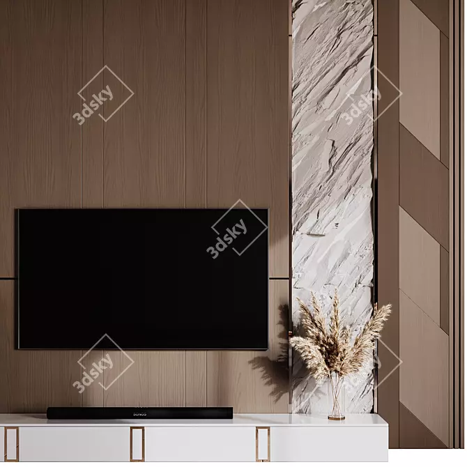 Contemporary TV Wall Design Scene 3D model image 3