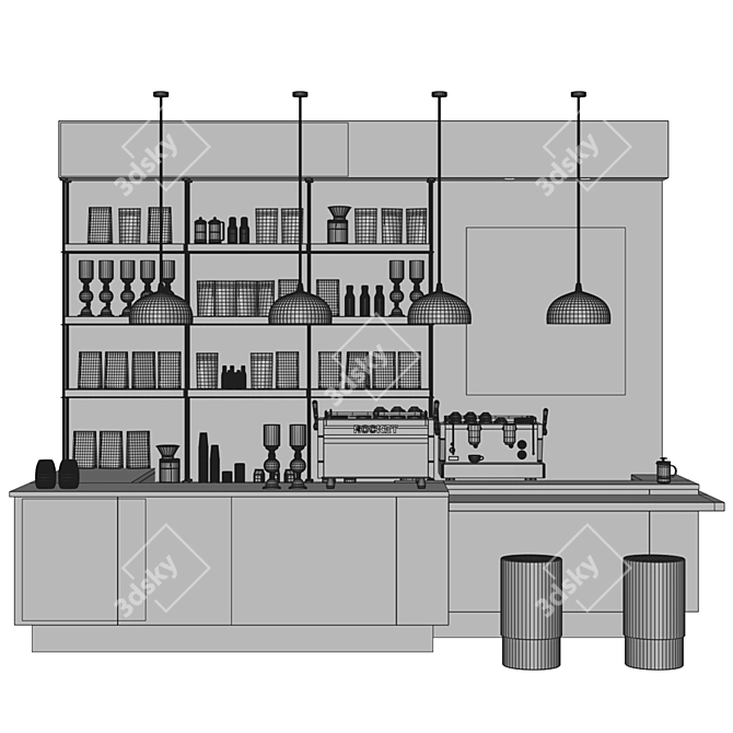 High Poly 3D Coffee Shop 3D model image 6