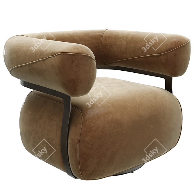 Swivel Leather Chair Modern Glam 3D model image 1