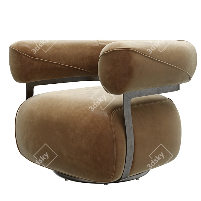 Swivel Leather Chair Modern Glam 3D model image 2