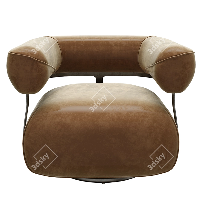 Swivel Leather Chair Modern Glam 3D model image 3