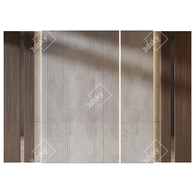 Natural Wood Wall Panel 3D 3D model image 1