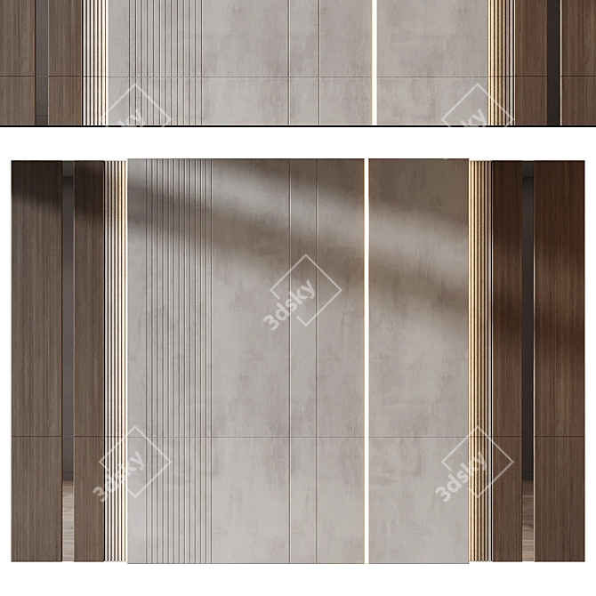 Natural Wood Wall Panel 3D 3D model image 3