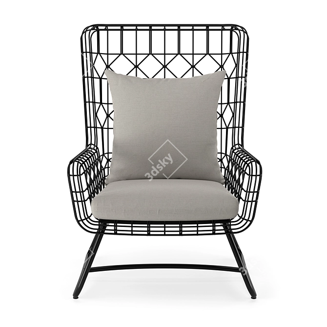 Sunbrella Outdoor Wing Chair in Black 3D model image 2