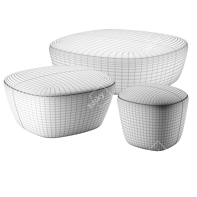 Elegant BEAT Ottomans: Versatile Sizes 3D model image 5