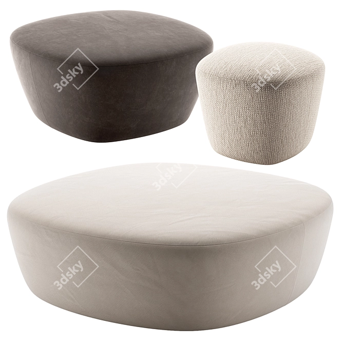 Elegant BEAT Ottomans: Versatile Sizes 3D model image 6