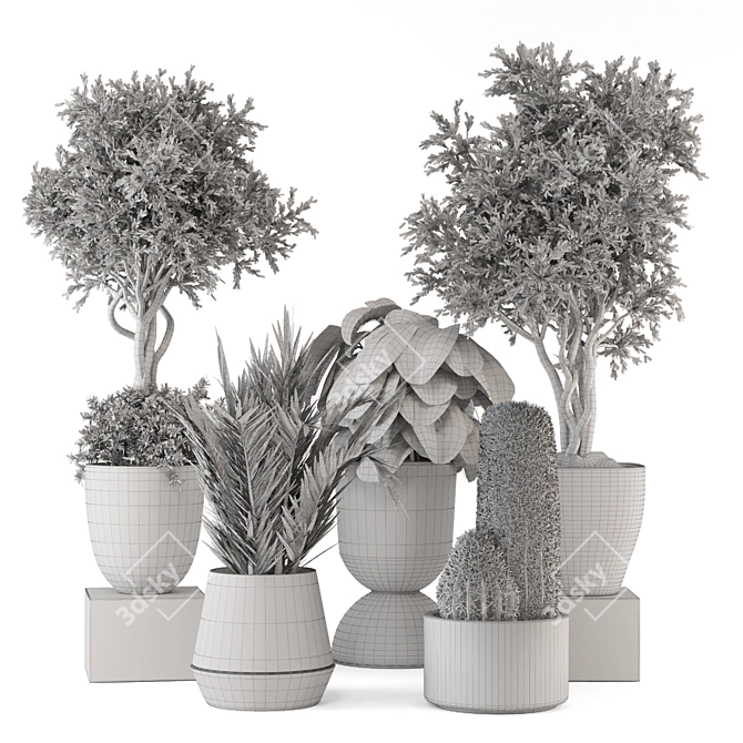 Rusty Concrete Pot Indoor Plants 3D model image 6