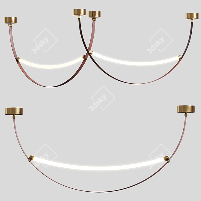 Modern Leather Pendant Light 3D model image 2