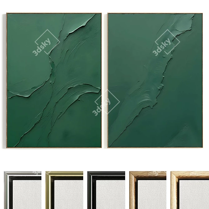 Plaster Double Frame with HQ Textures 3D model image 1