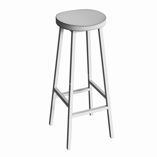 Solid Steel Bar Stool 3D model image 4