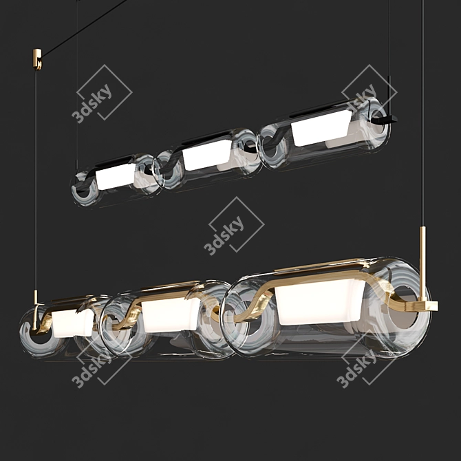 Modern Linear Pendant Light Fixture 3D model image 4