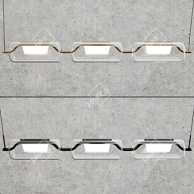 Modern Linear Pendant Light Fixture 3D model image 6