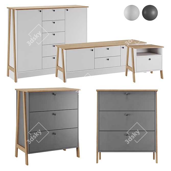 Teodora Woodville Furniture Set 3D model image 1