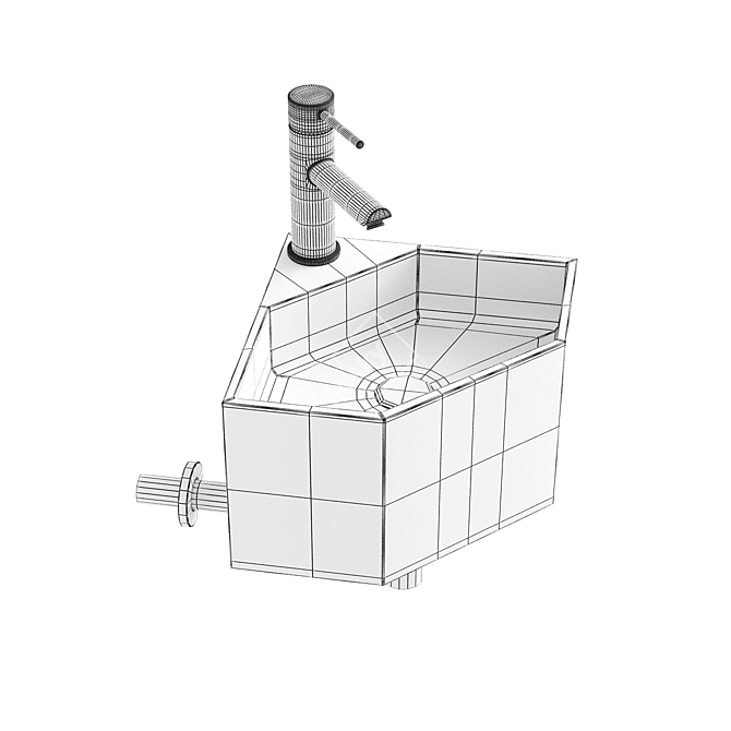 Luxury White Micro Corner Basin 3D model image 10