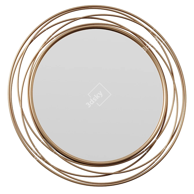 Swirl Accent Mirror: Antique Gold 3D model image 1