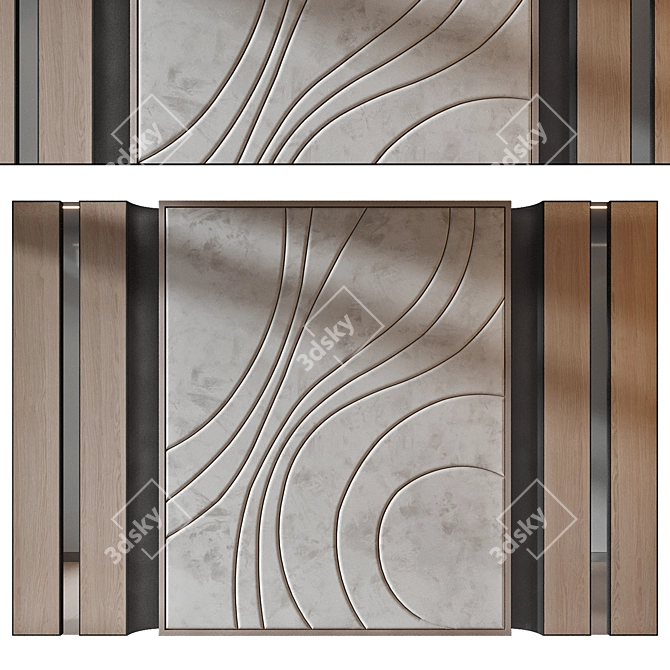 Wood Fabric Wall Panels Set 3D model image 2