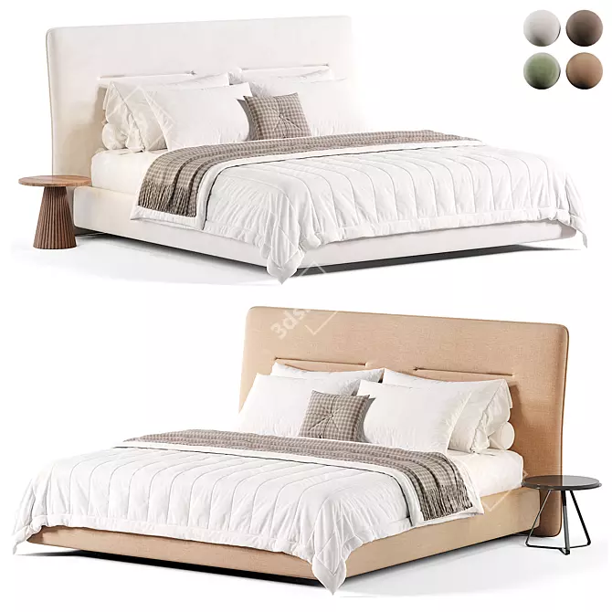 Elegant Helen Bed in Millimeters 3D model image 1