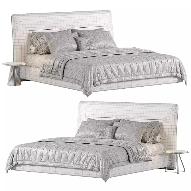 Elegant Helen Bed in Millimeters 3D model image 6