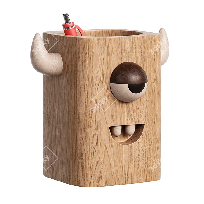 Monster Madness Wood Pen Stand 3D model image 2