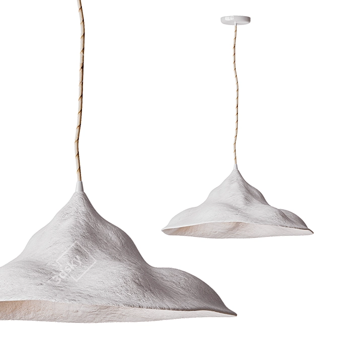 Artisan Papier Mâché Pendant Light 3D model image 1