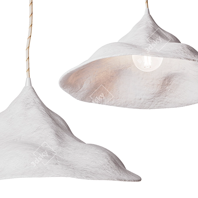 Artisan Papier Mâché Pendant Light 3D model image 3
