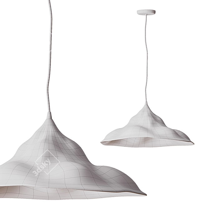 Artisan Papier Mâché Pendant Light 3D model image 4