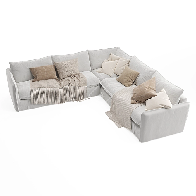 Sleek Neva Corner Sectional Sofa 3D model image 2