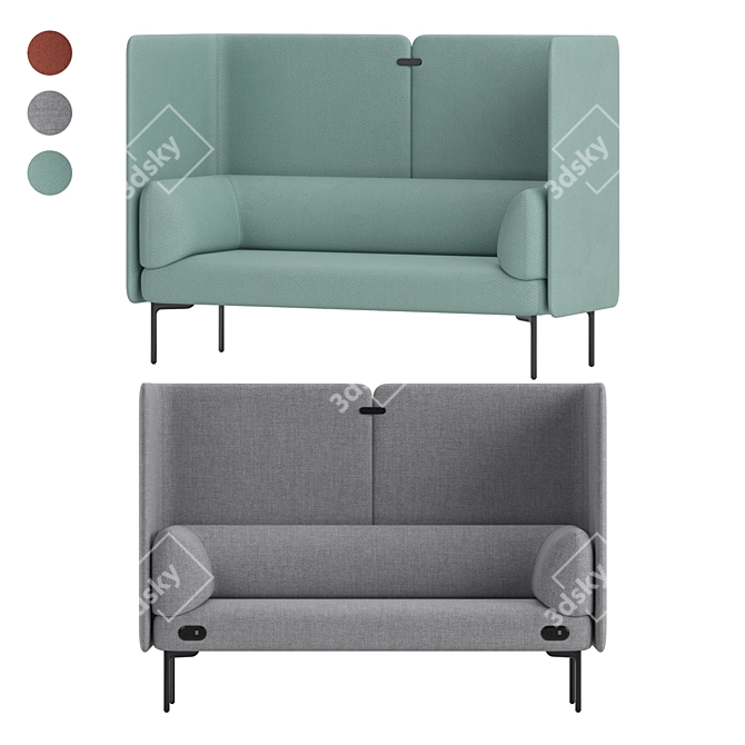 Haworth Cabana 2-Seater Modular Sofa 3D model image 1