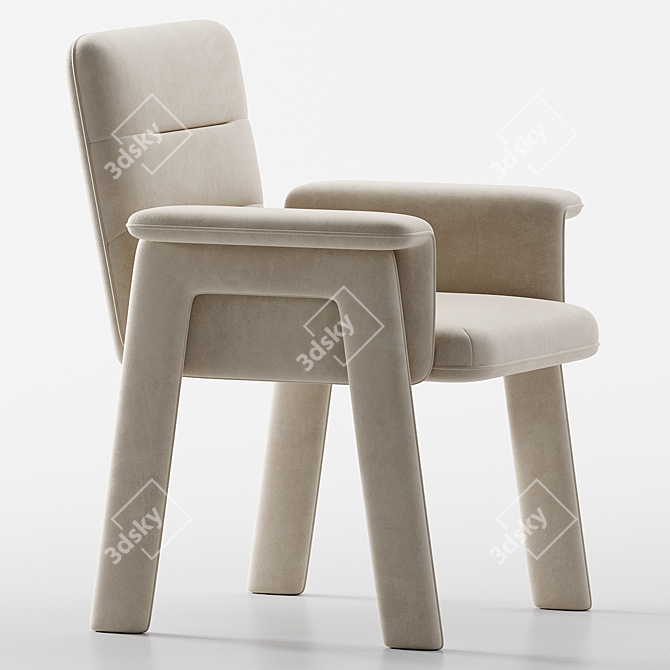 Elegant Velvet Upholstered Dining Chairs 3D model image 2