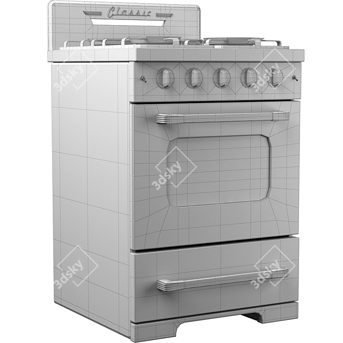 Vintage Charm Gas Range 3D model image 4