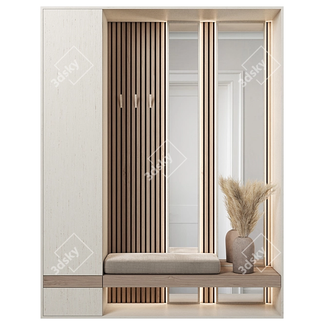 Versatile Hallway Cabinet Set 3D model image 1