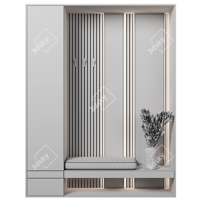 Versatile Hallway Cabinet Set 3D model image 4