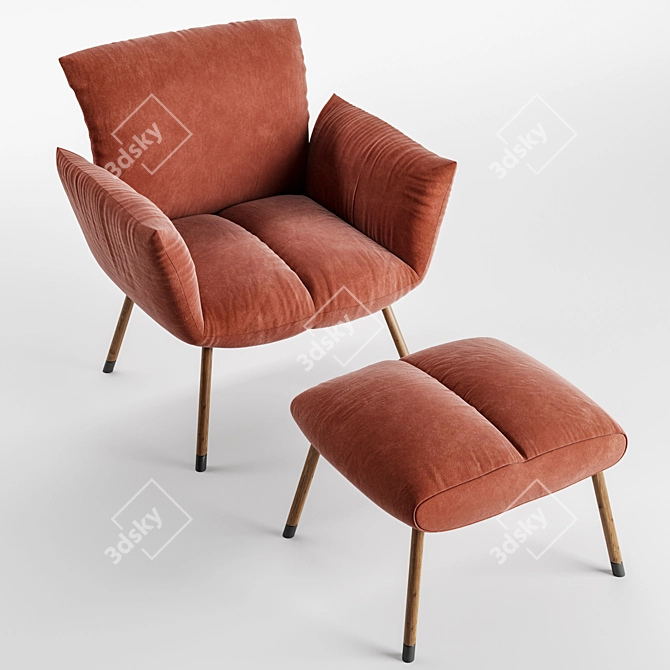 Pil Cushioned Armchair - Comfort and Elegance 3D model image 6