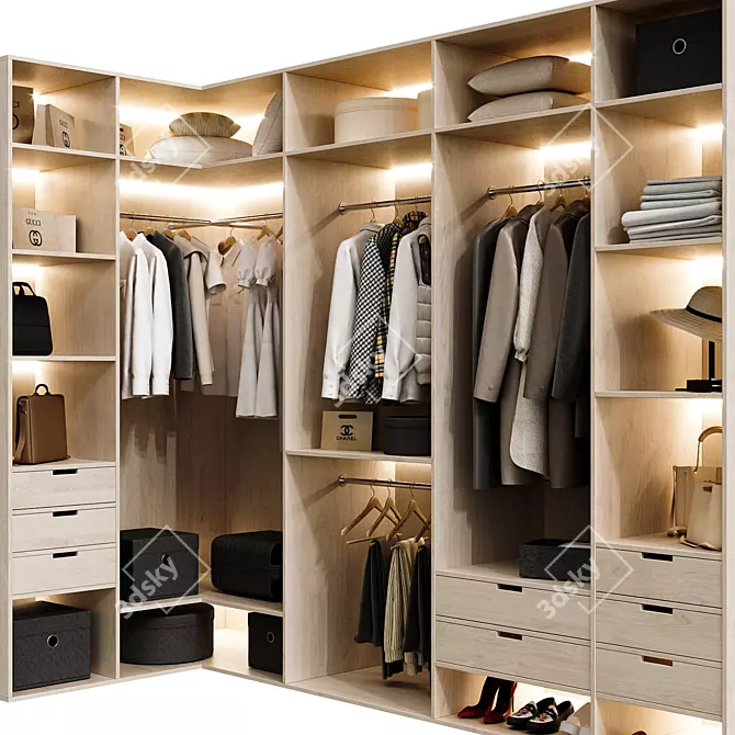 Modern Wardrobe Model 229 3D model image 2