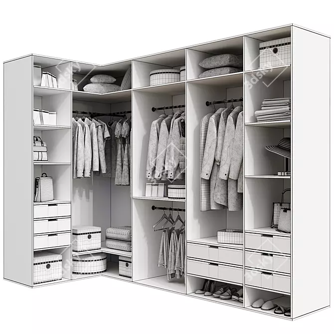 Modern Wardrobe Model 229 3D model image 3