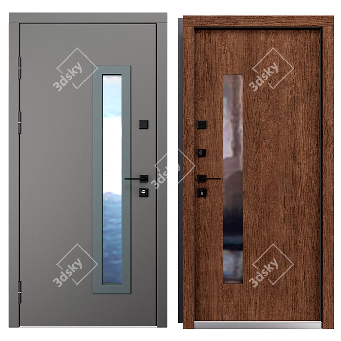 Brown Entry Metal Door (QDoors) 3D model image 3